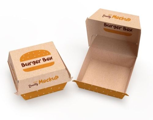 Printed Burger Packing Box, Color : Brown