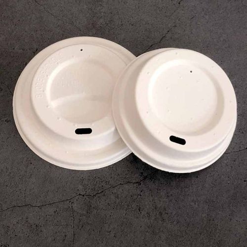 Eco Compostable Bagasse Coffee Lid, Color : Natural Brown