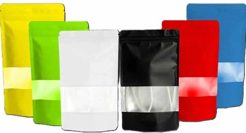 Plastic Multicolor Window Zipper Stand up Pouch for Food Storage