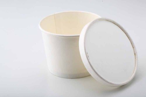 White Round Paper Bowl With Lid for Food Serving