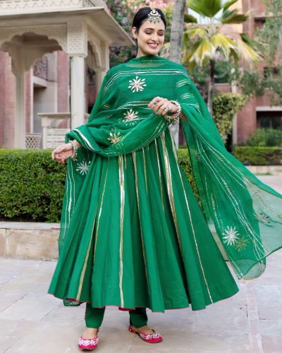 Cotton silk Gown for Party Wear, Packaging Type : Green