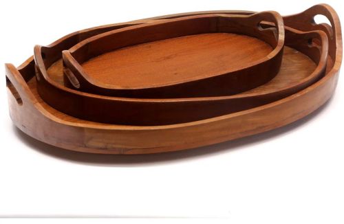 Polished Mango Oval Wooden Trays, Color : Brown Standard