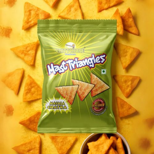 Chittchore Mast Triangle Masala Snacks, Color : Yellow