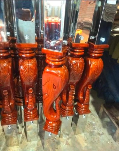Stainless Steel Elephant Wooden Design Railing Pillar