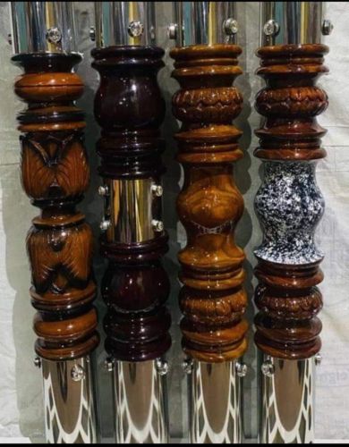 Stainless Steel Polished Round Wooden Railing Pillar