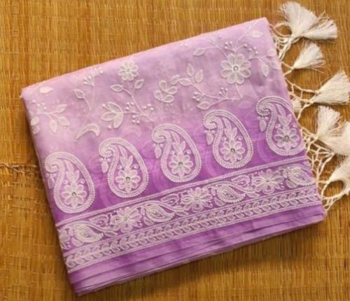 Printed Zardozi Work Multicolor Crafted Organza Silk Saree