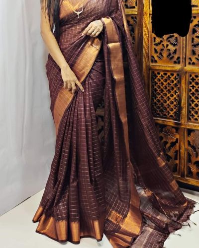 Kota Silk Stitched Handloom Mangalgiri Design Full Body Saree