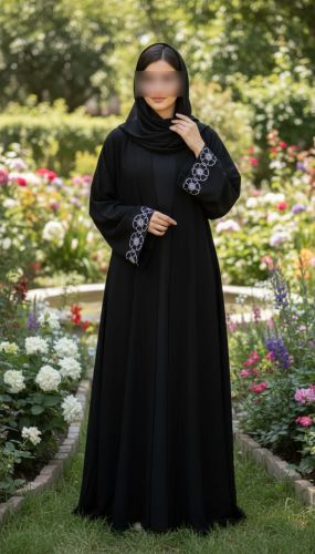 Plain Front Open Black Abaya S to XL, Gender : Women