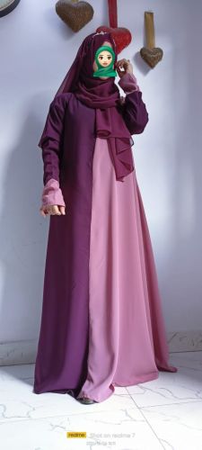 Cotton Plain Premium Two Tone Abaya, Color : Purple, Gender : Women
