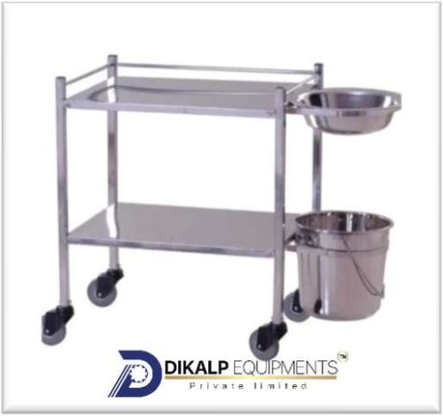 Stainless Steel Hospital Dressing Trolley, Color : Silver