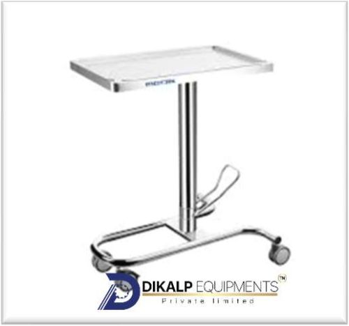 Stainless Steel Hydraulic Mayo Table Stand Trolley, Color : Silver