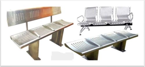 Stainless Steel Modern Waiting Bench, Color : Silver