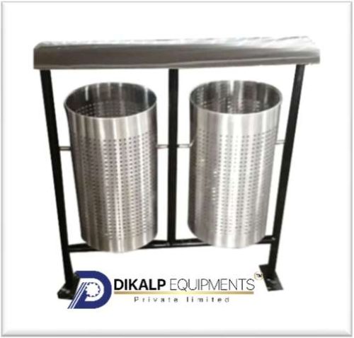 Stainless Steel Twin Dustbin, Color : Silver