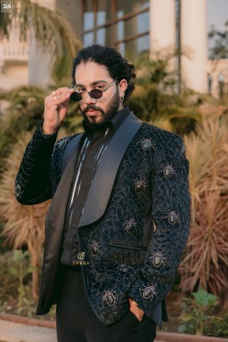 Spider Luxe Embroidered Velvet Tuxedo Suits Italian