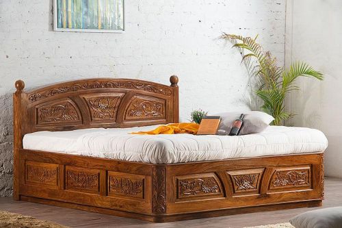 Polished Sagwan Double Bed, Color : Brown