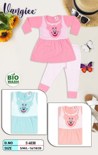 Printed Baby Girls Kids Girls Casual Dress, Color : Pink