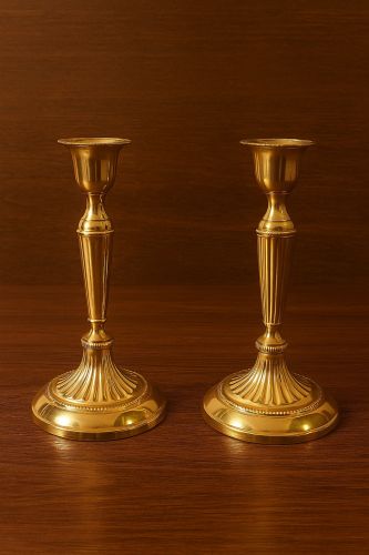 Polished Brass Candle Stand, Color : Golden