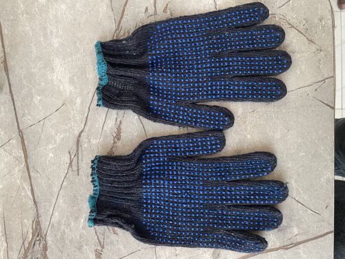 Cotton Knitted Dotted Gloves, Color : Blue, Gender : Male