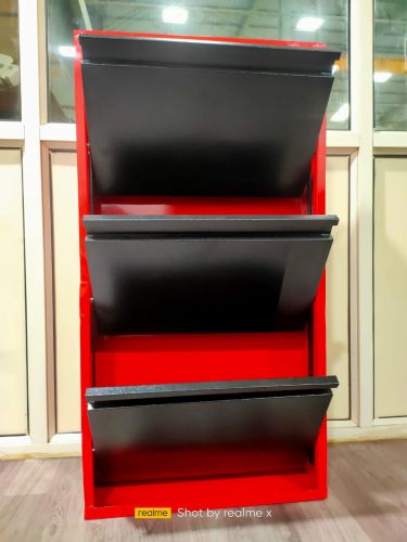 Polished Silver Stainless Steel Shoe Rack