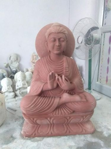 Plain Polished Red Stone Buddha Statue for Decoration