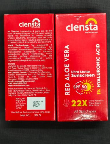 Cleansta Red Aloevera Sunscreen 100ml