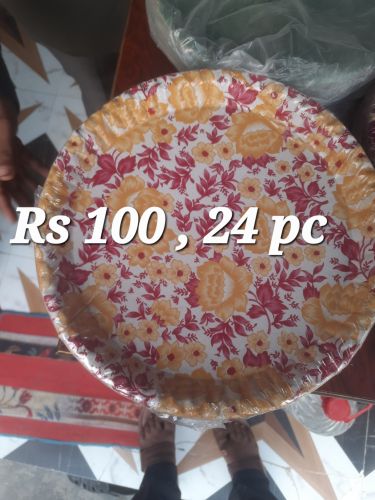 Printed Polished Areca Leaf paper plates, Color : Light Brown