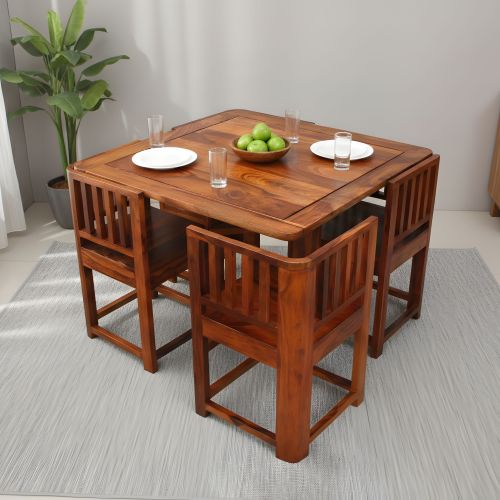 Wooden Dining Table Set, Finishing : Polished