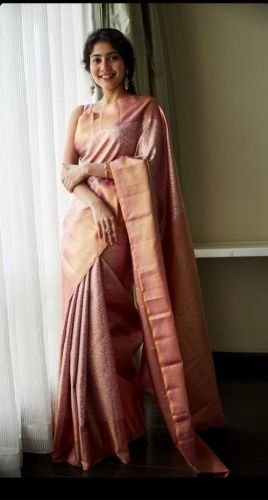 Party Wear Plain Viscose Silk Yarn With Blouse Piece