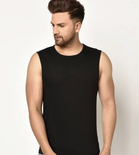 Plain Cotton Mens Vest, Color : Black