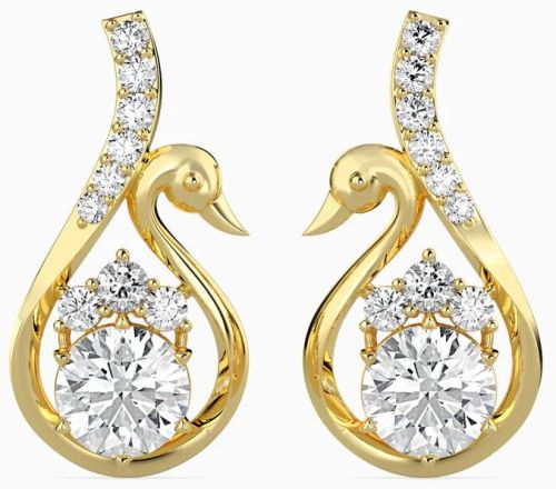 1.50Ct Round Cut Lab Diamond Drop Earring 14K Yellow Gold