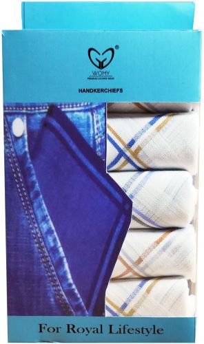 Premium Cotton Striped Mens Handkerchief Gift Set(Pack OF 6)