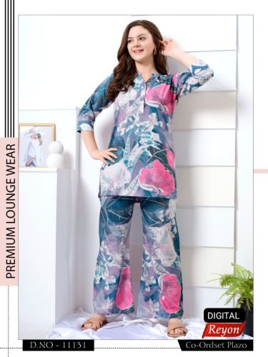 Rayon Digital Palazzo Co-ord Set M, XL, XXL, Brand Name : Womy