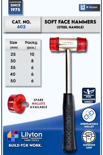 NICKEL CHROME PLATED Lilyton Soft Face Hammer (Acetate Mallet)