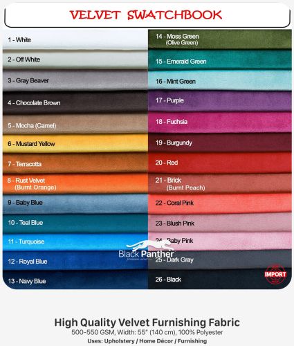 Black Panther Imported High Quality Velvet Furnishing Fabric