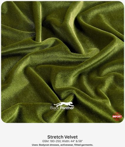 Imported Stretch Velvet Fabric 180-250 GSM | 44” & 58” Width | Bodycon Dresses & Activewear