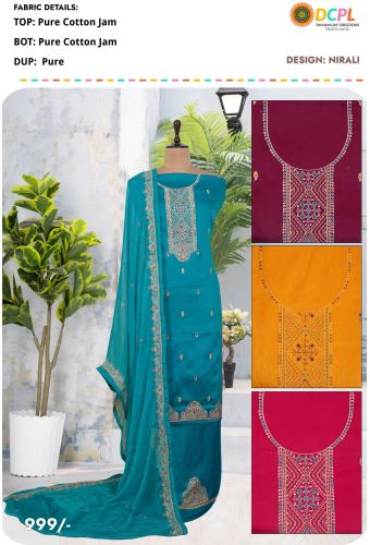 Party Wear Nirali Zaam Cotton Dress Material, Color : Pink