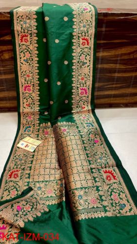 Handloom Pure Katan Silk Sares, Color : Multicolor Wedding Wear