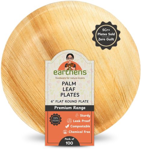 Natural Plain 6inch Round Areca Palm Leaf Plate