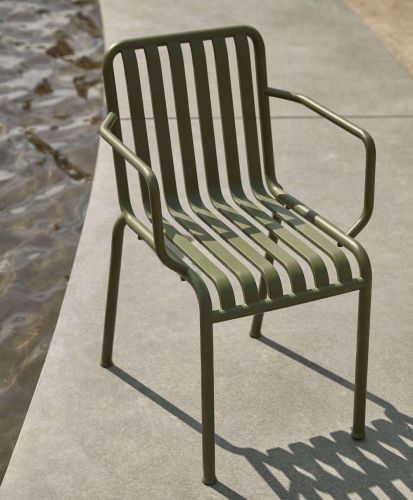 Powder-coated Aluminum Al Fresco Slat Back Armchair