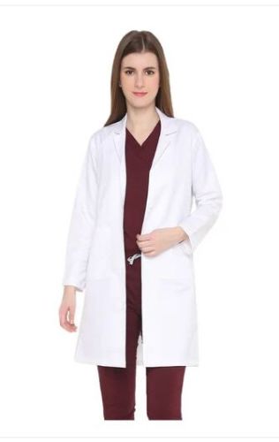 Polycotton Women Long Doctor Apron Coat, Color : White