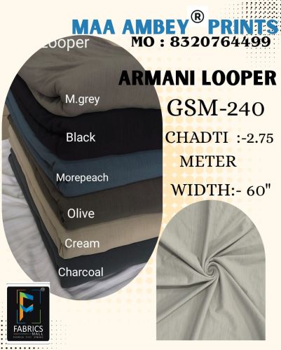 Armani Looper Polyester Fabric, Color : Multi Colours