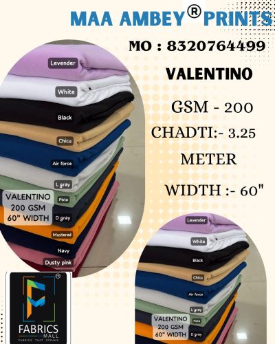 Plain Valentino Polyester Lycra Fabric