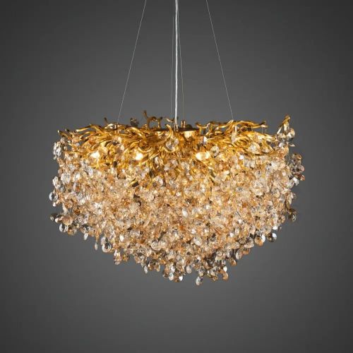 Gold Ankur Round Bloom Contemporary Crystal Chandelier for Indoor