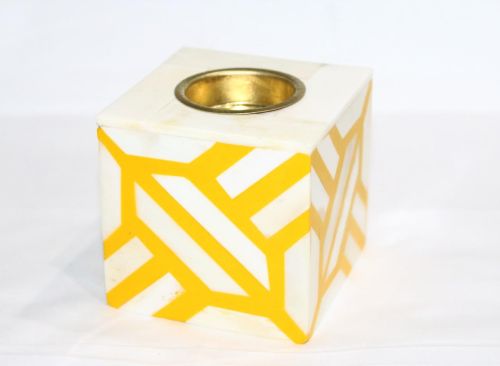 Polished Candle Holder, Color : White, Yellow