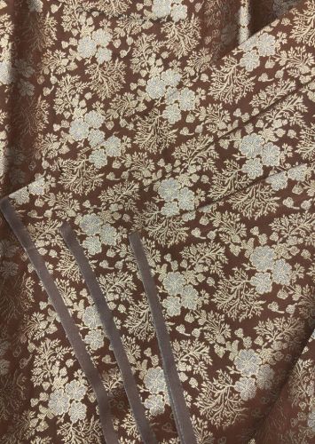 Pure Silk Brown Brocade Banarasi Jaal Pattern Fabric, Quality : Fine
