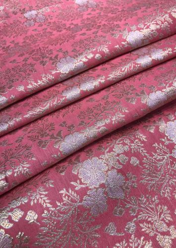 Silk Light Pink Jaal Brocade Fabric, Width : 44 Inch