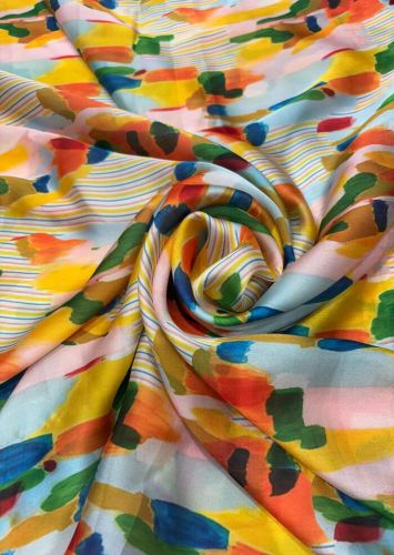 Multicolor Abstract Print Satin Georgette Fabric