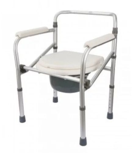 Aluminum Aluminium Height Adjustable Commode Chair, Color : Silver