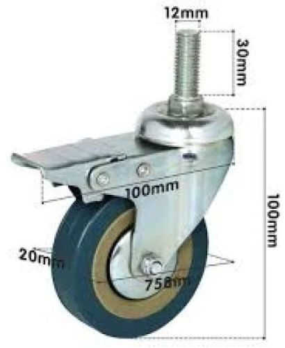 Commode Chair Wheel Caster 3 Inch With Brake