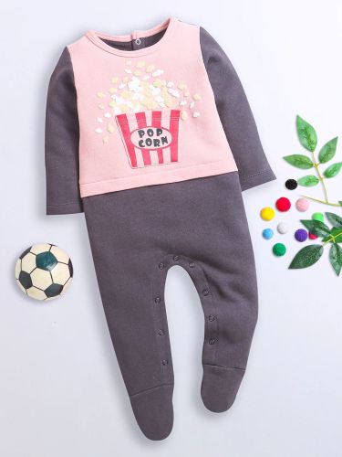 Round Neck Long Sleeve Romper For Unisex Baby